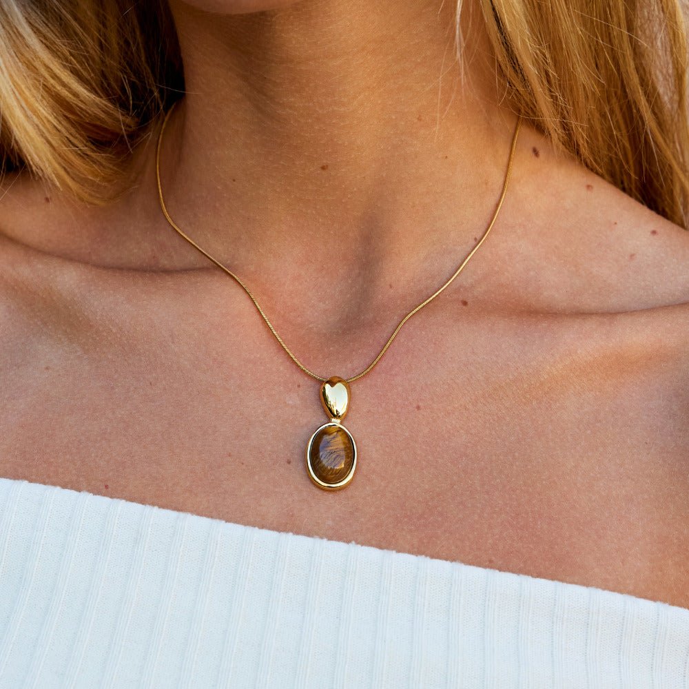 Collana Lunga in Pietra Occhio di Tigre