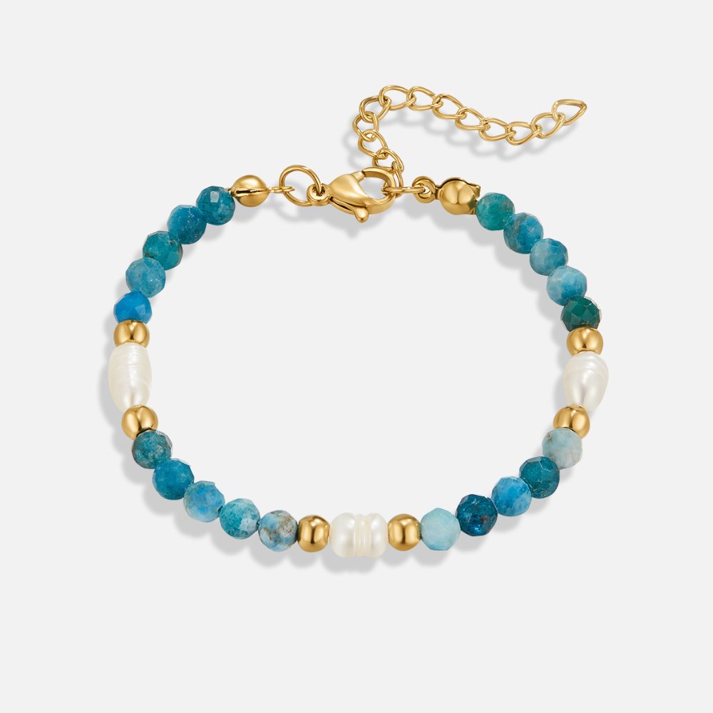 Braccialetto in Perline Azzurro Turchese e Perla