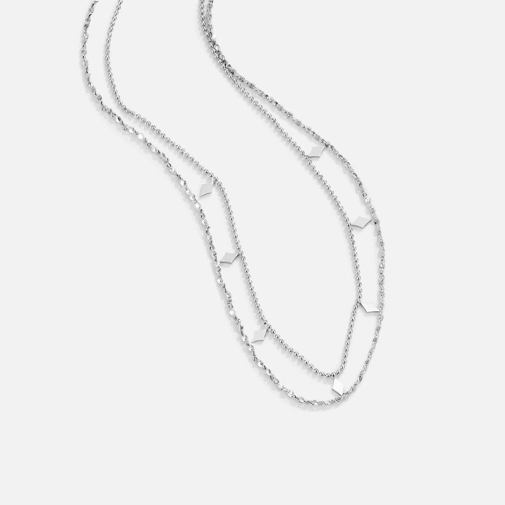 Collana a strati con goccia di diamante in salice