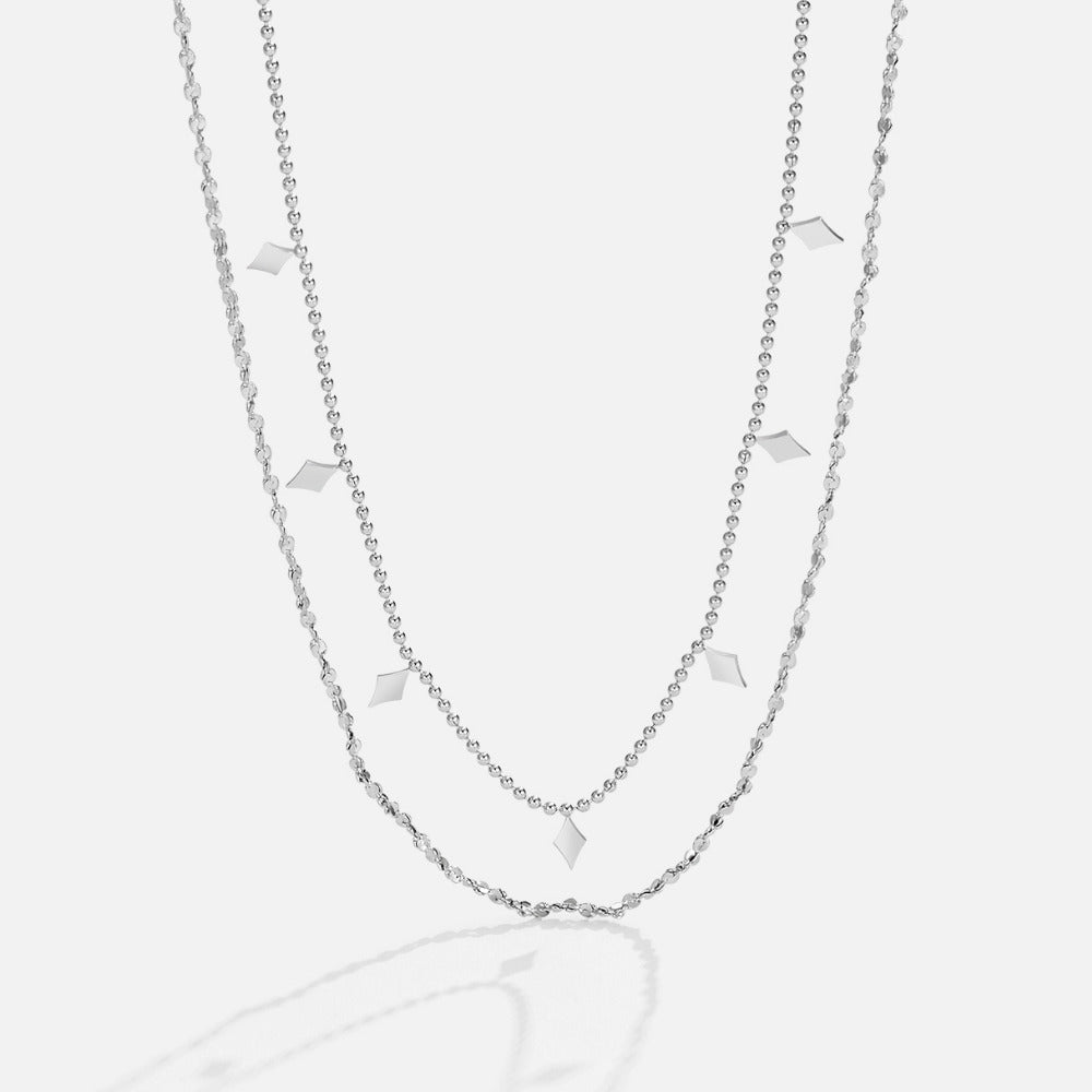 Collana a strati con goccia di diamante in salice