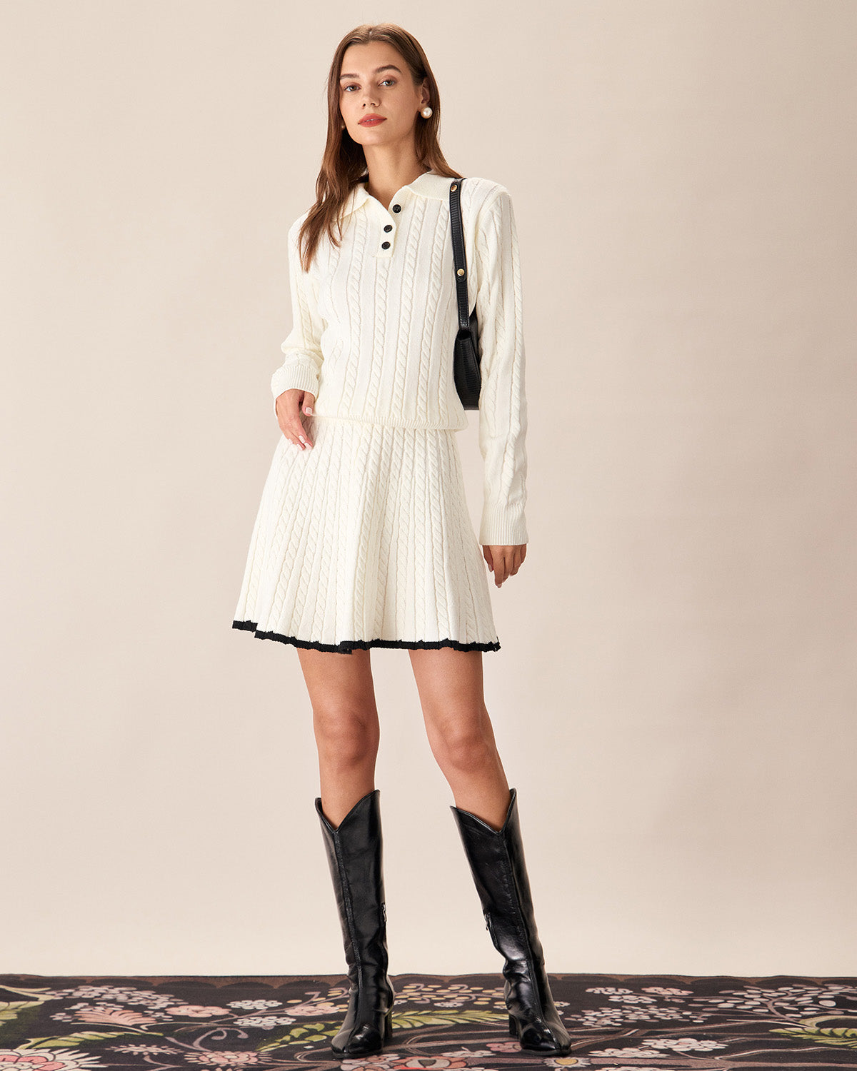 Gonna Mini In Maglia Bianca A Contrasto