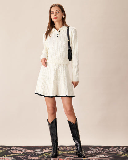 Gonna Mini In Maglia Bianca A Contrasto