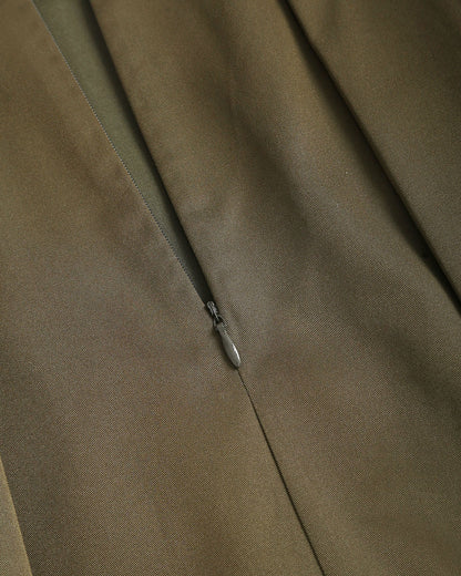 Gonna Midi A-Line Plissettata Verde Militare