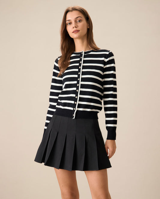 Gonna Mini A-Line Plissettata Nera da Donna