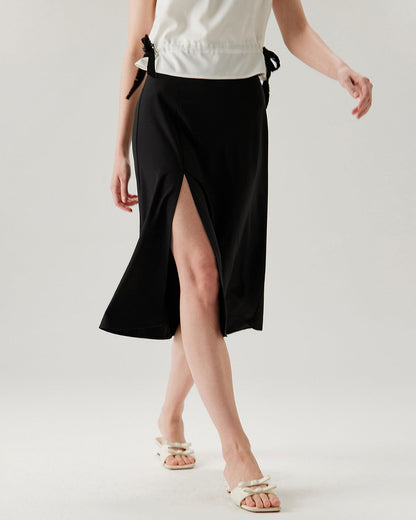 Gonna Midi Nera A-Line con Fessura