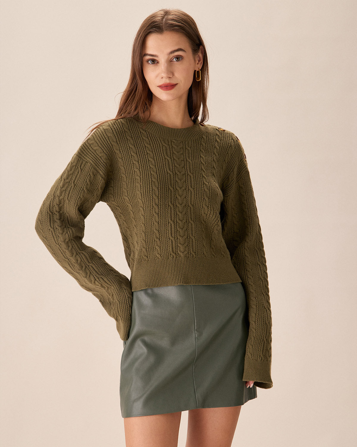 Gonna Mini in Ecopelle Verde a Vita Alta