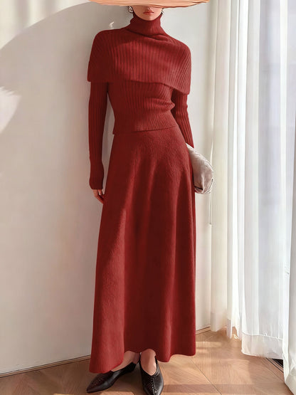 Set gonna a maglia rossa a due pezzi