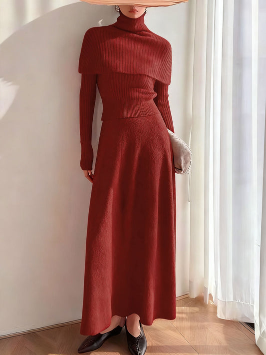 Set gonna a maglia rossa a due pezzi