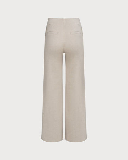 Pantaloni Casual a Vita Naturale Beige