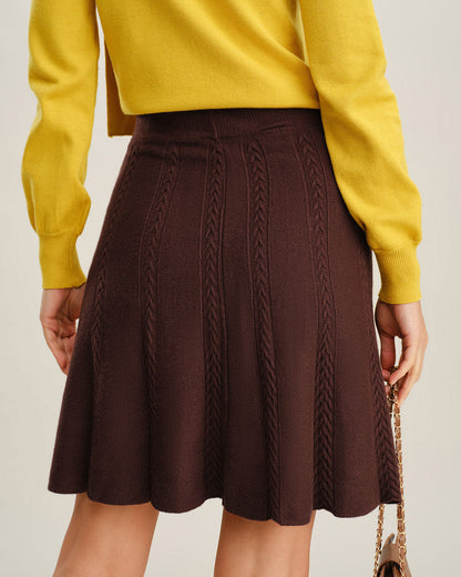 Gonna Mini A-Line Testurizzata in Caffè