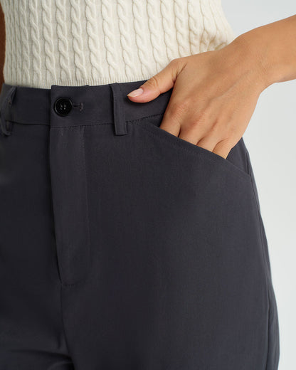 Pantaloni Flared a Vita Naturale Grigi