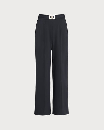 Pantaloni Casual Neri Dritti