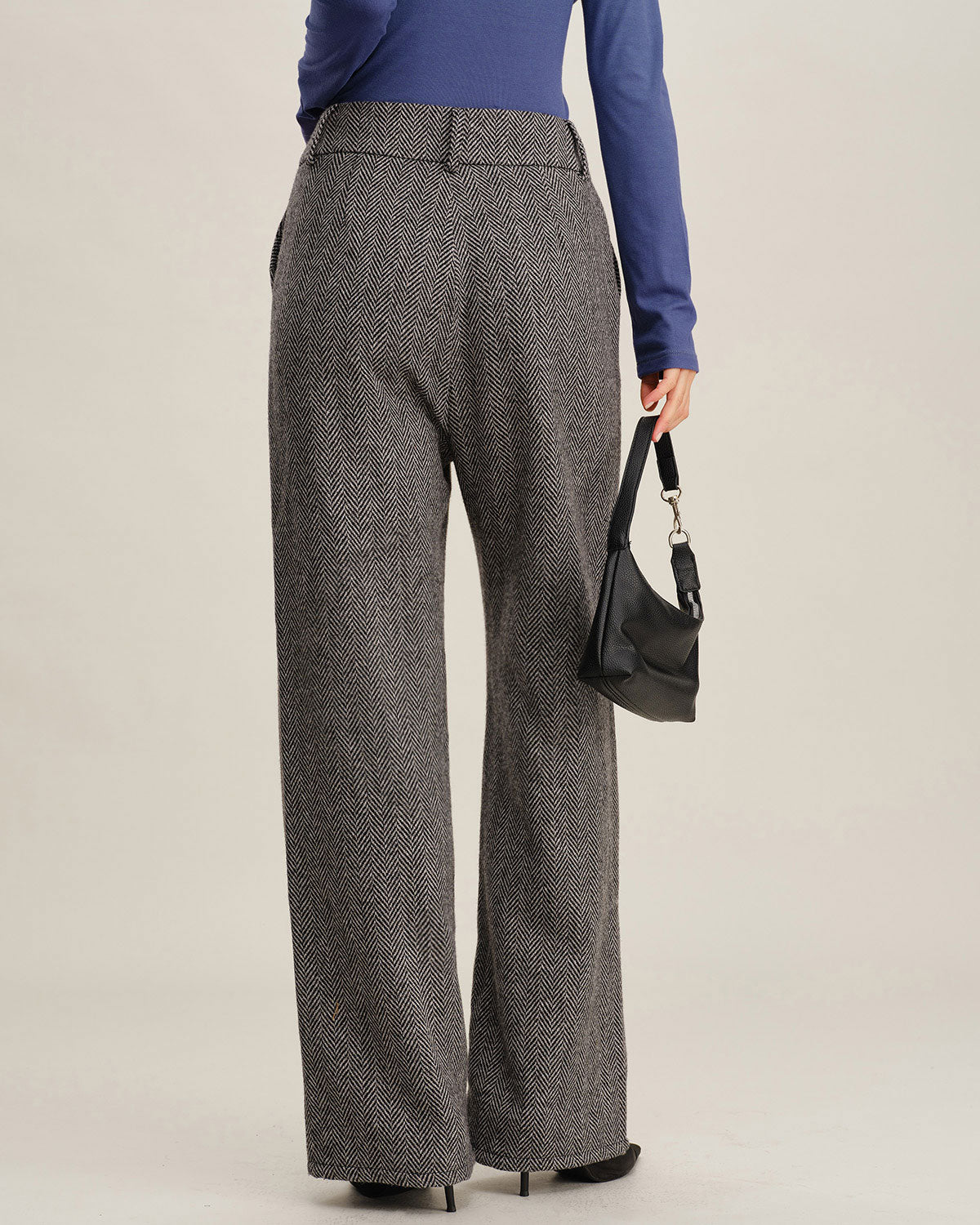 Pantaloni dritti in tweed grigio