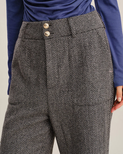 Pantaloni dritti in tweed grigio