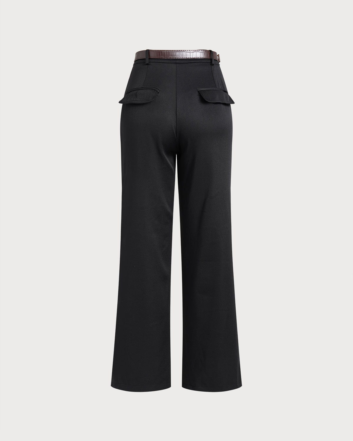 Pantaloni Neri Dritti con Cintura