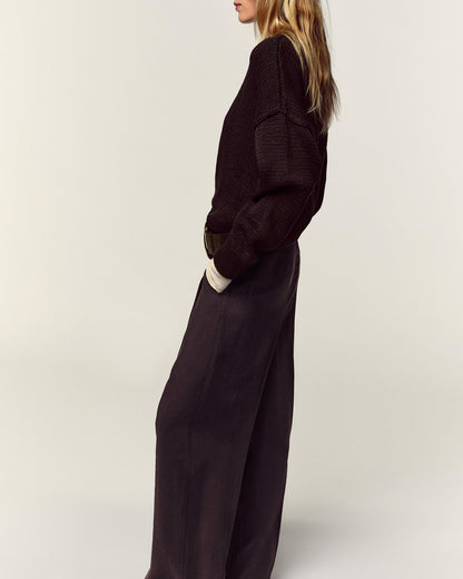 Pantaloni Casual Dritti Marroni con Cintura