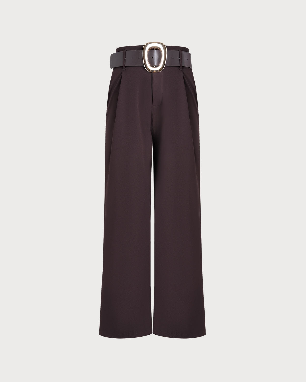 Pantaloni Casual Dritti Marroni con Cintura