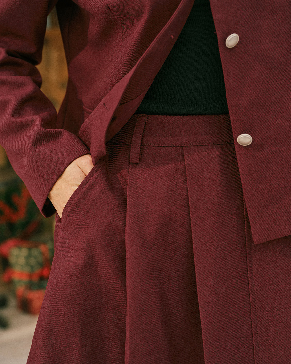 Gonna Midi A-Line Plissettata Rosso Vino