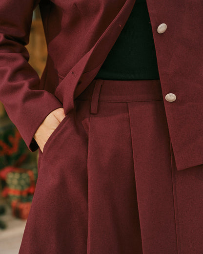 Gonna Midi A-Line Plissettata Rosso Vino