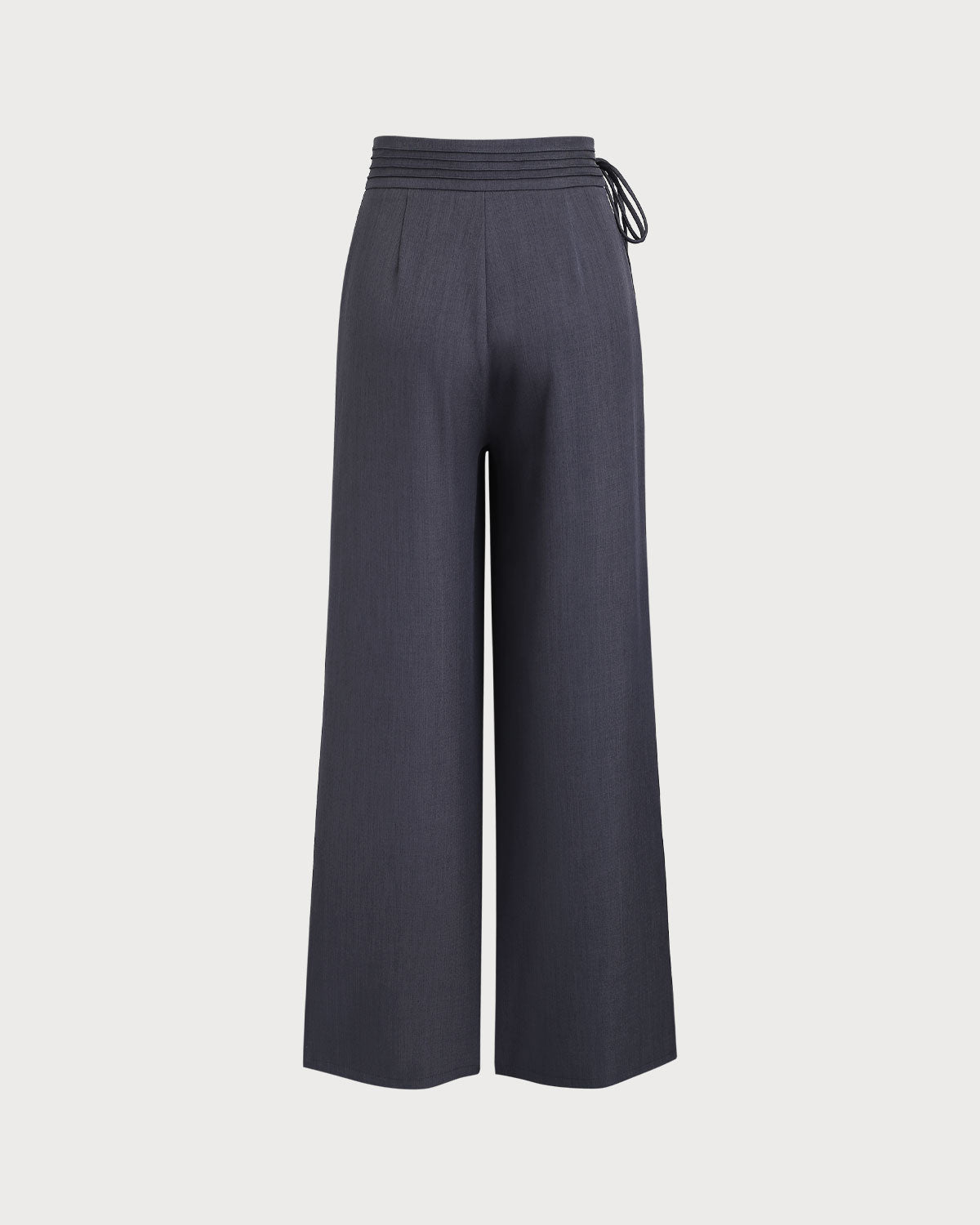 Pantaloni Casual Dritti in Grigio a Vita Naturale