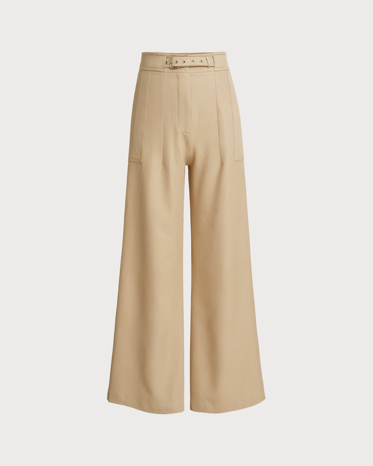 Pantaloni dritti beige a vita naturale