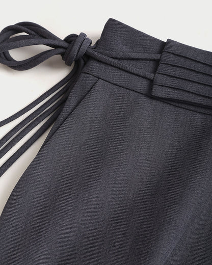 Pantaloni Casual Dritti in Grigio a Vita Naturale