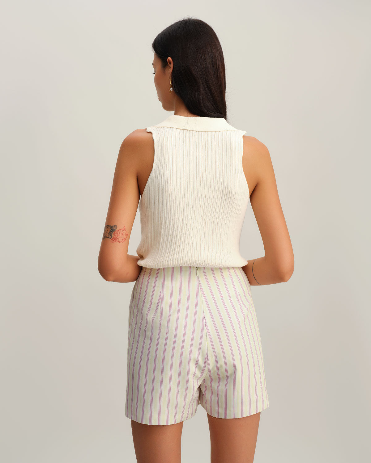 Pantaloni Corti a Righe Rosa