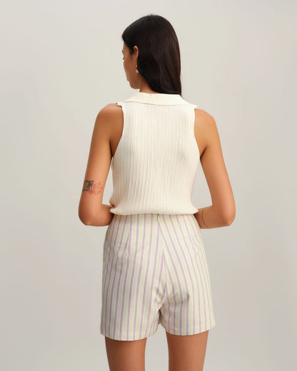 Pantaloni Corti a Righe Rosa