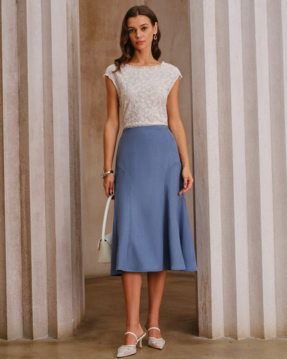 Gonna Midi Mermaid a Vita Naturale Blu