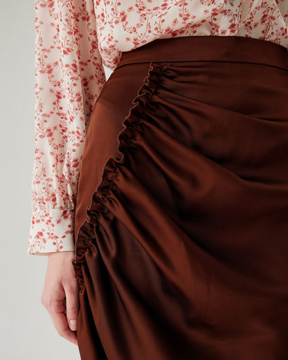 Gonna Midi a Matita Ruché Color Caffè