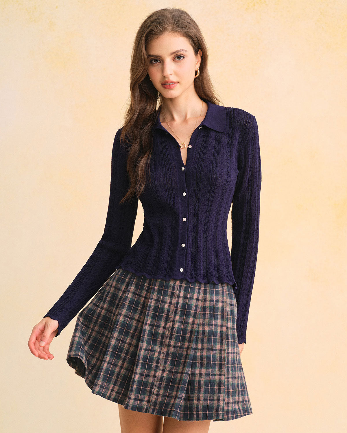 Gonna Mini A-Line a Quadri Blu