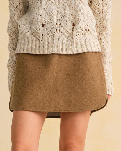 Gonna Mini A-Line in Caramello a Vita Naturale