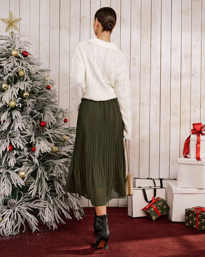 Gonna Midi A-Line in Chiffon Verde