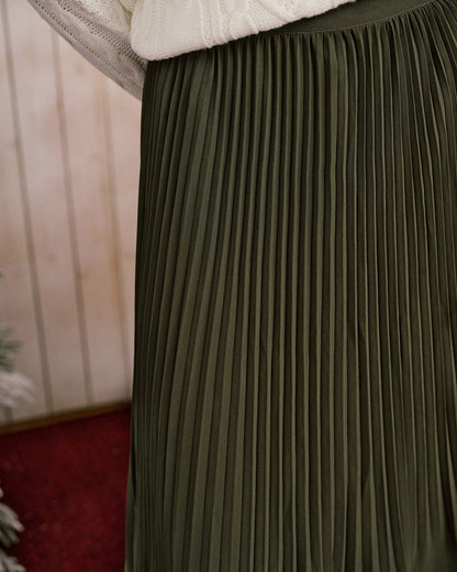 Gonna Midi A-Line in Chiffon Verde