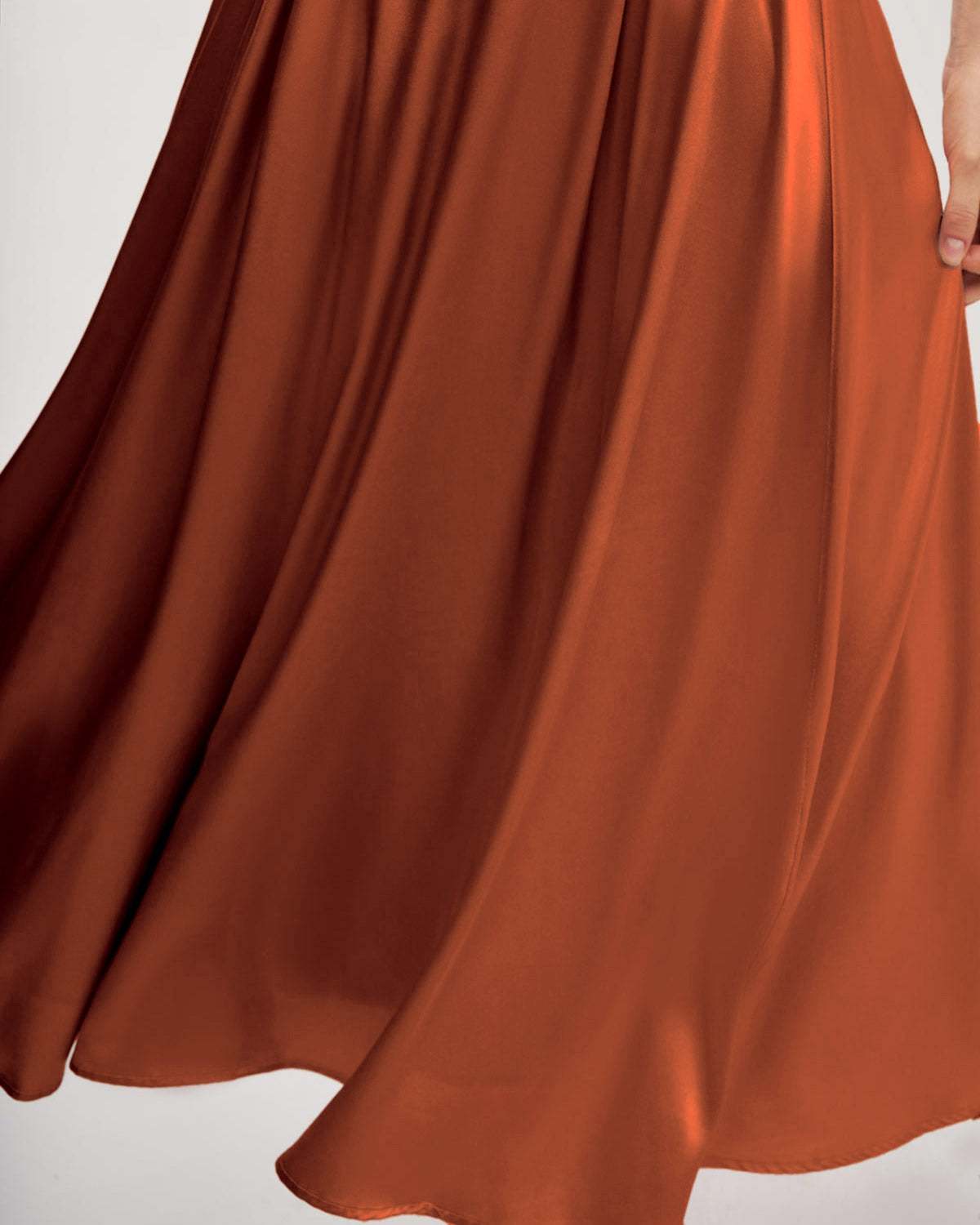 Gonna Midi in Raso Rosso Mattone