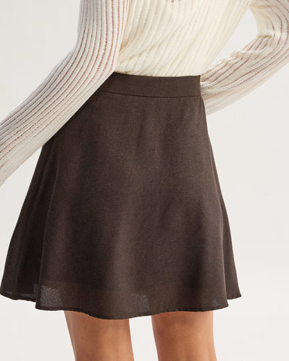 Gonna Marrone a Vita Alta con Tasche