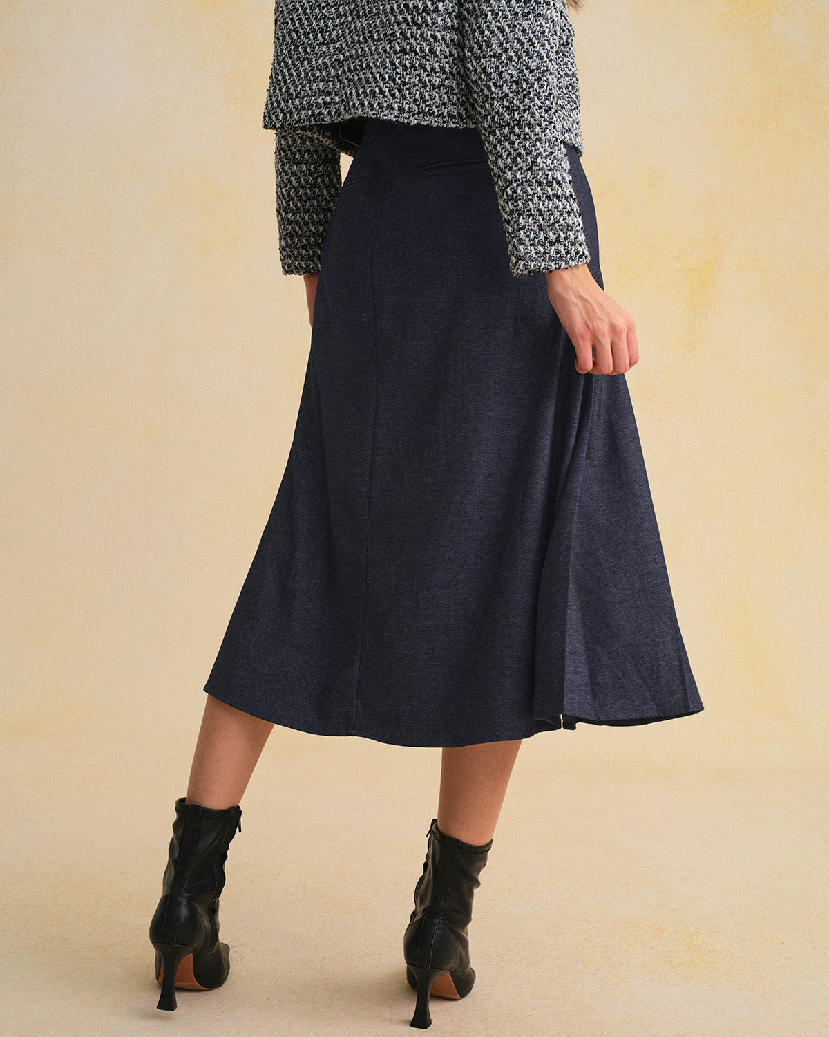 Gonna Midi Plissettata Blu con Cintura