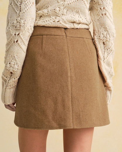 Gonna Mini A-Line in Caramello a Vita Naturale