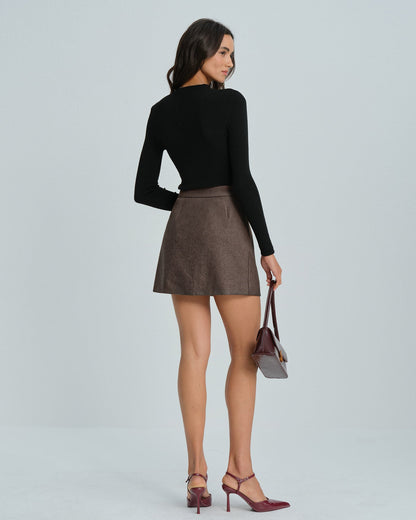 Gonna Mini A-Line Marrone