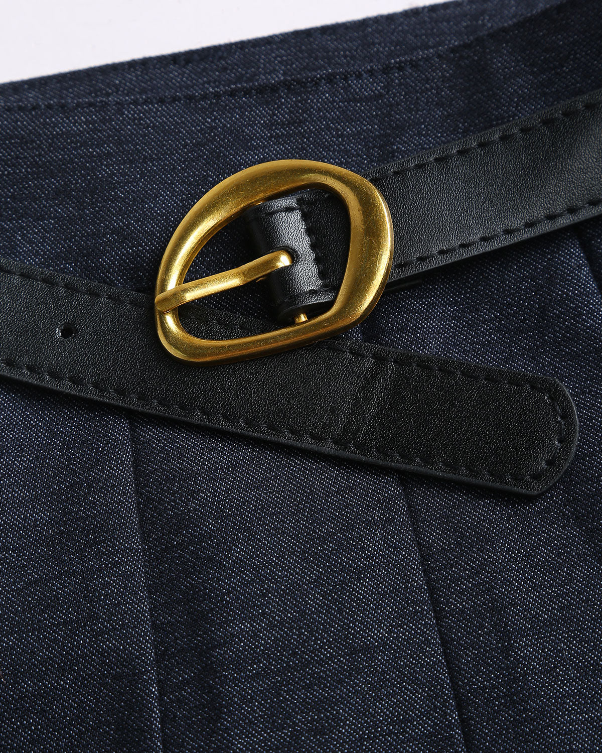 Gonna Midi Plissettata Blu con Cintura