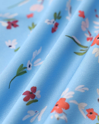 Gonna Midi A-Line Blu a Fiori con Spacco