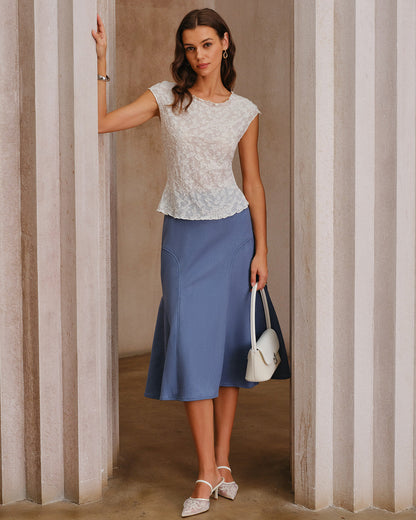 Gonna Midi Mermaid a Vita Naturale Blu