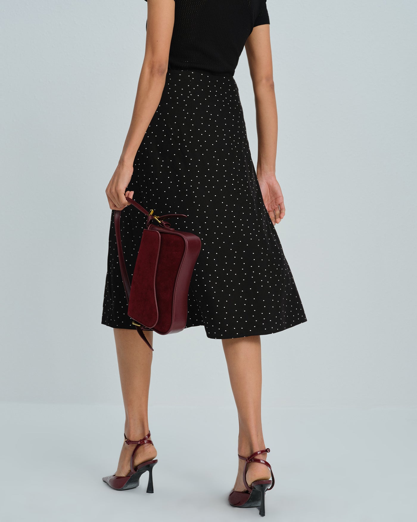 Gonna Midi Nera a Pois