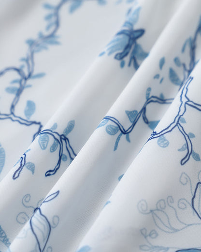 Gonna Midi a Balze Bianca con Fiori