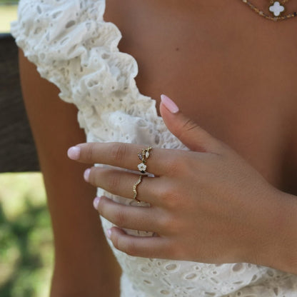 Anello Crystal White Blossom Oro